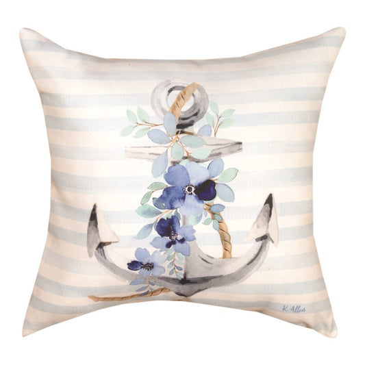 ANCHOR AND FLOWERS CLIMAWEAVE PILLOW