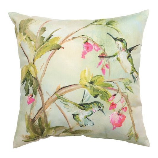 HUMMINGBIRDS ON PINK FLOWERS CLIMAWEAVE PILLOW
