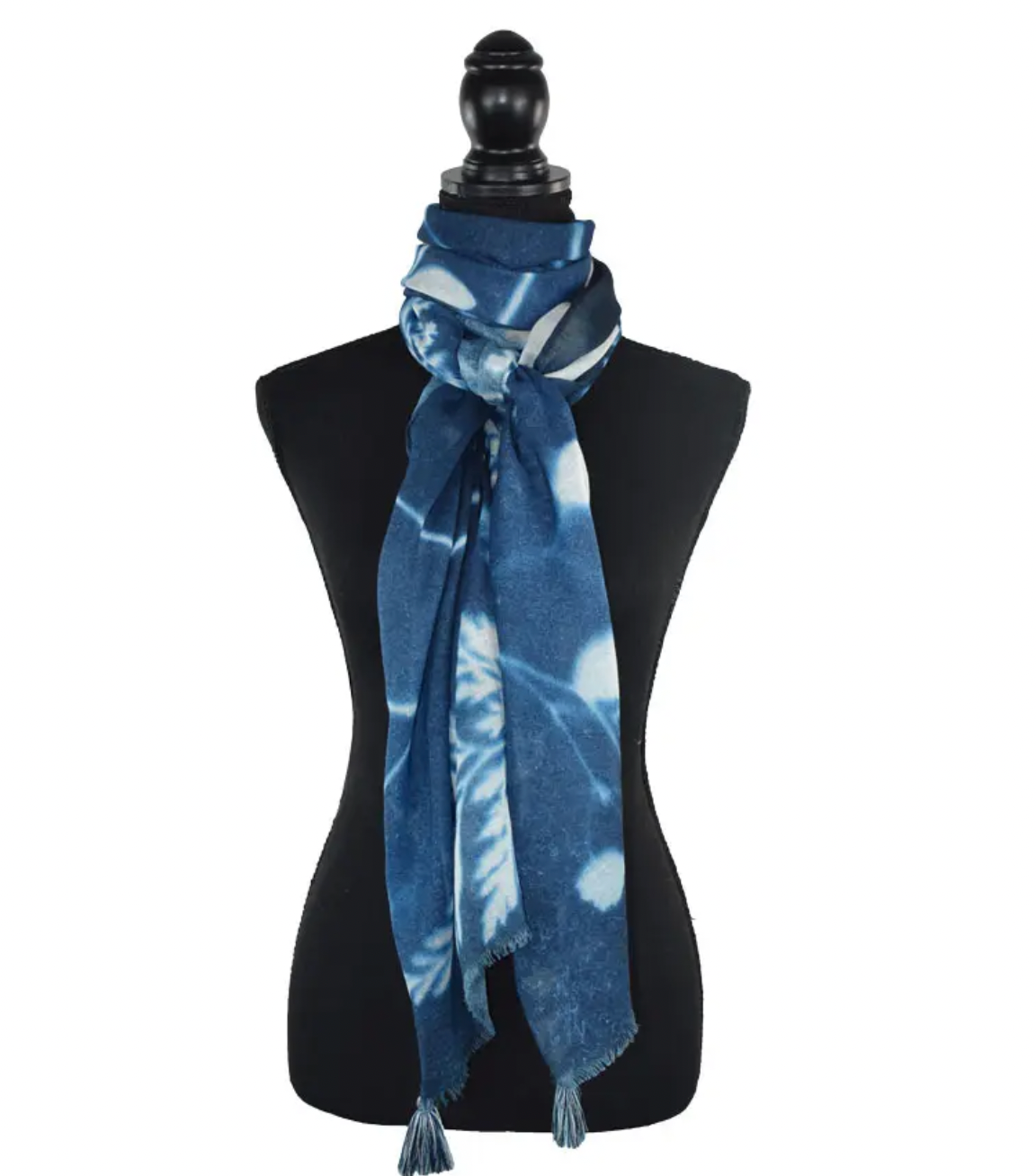 INDIGO PRESSED LEAF SCARF