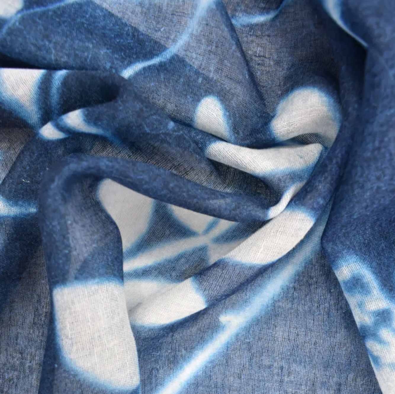 INDIGO PRESSED LEAF SCARF