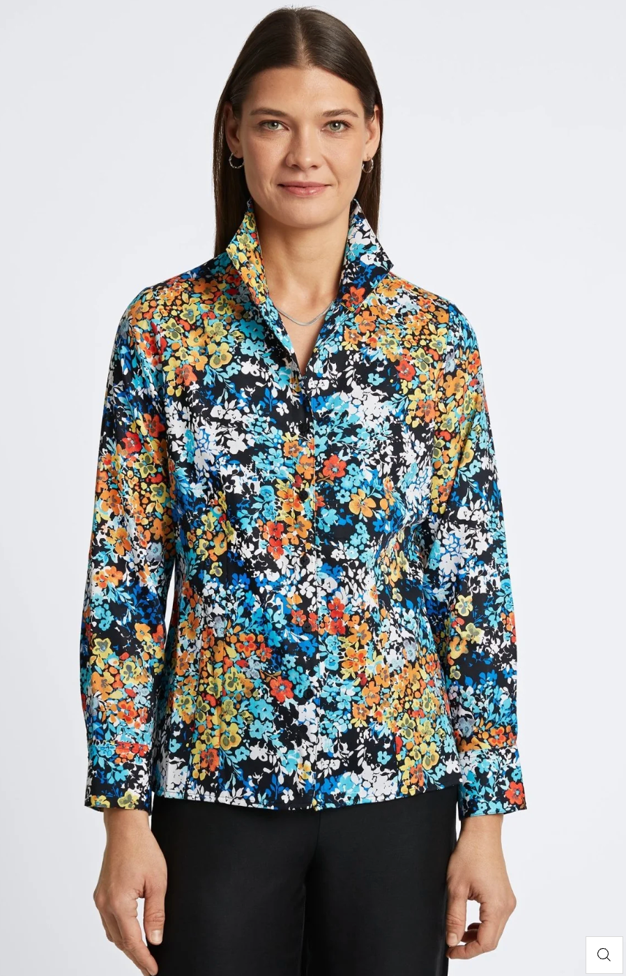 KATIE NO IRON FLORAL CLUSTERS SHIRT