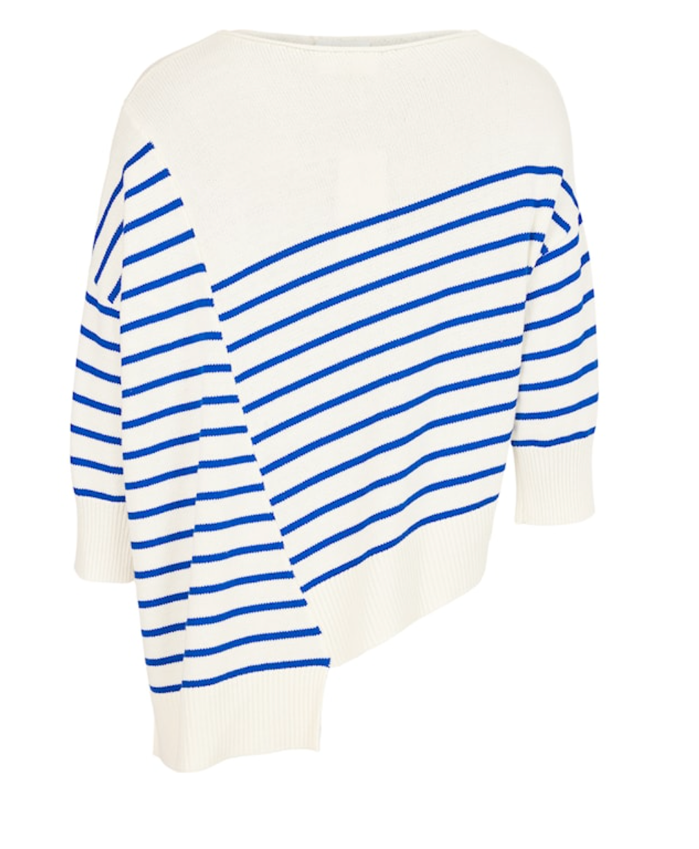 NOEN ANGLED STRIPE ASSYMETRIC PULLOVER