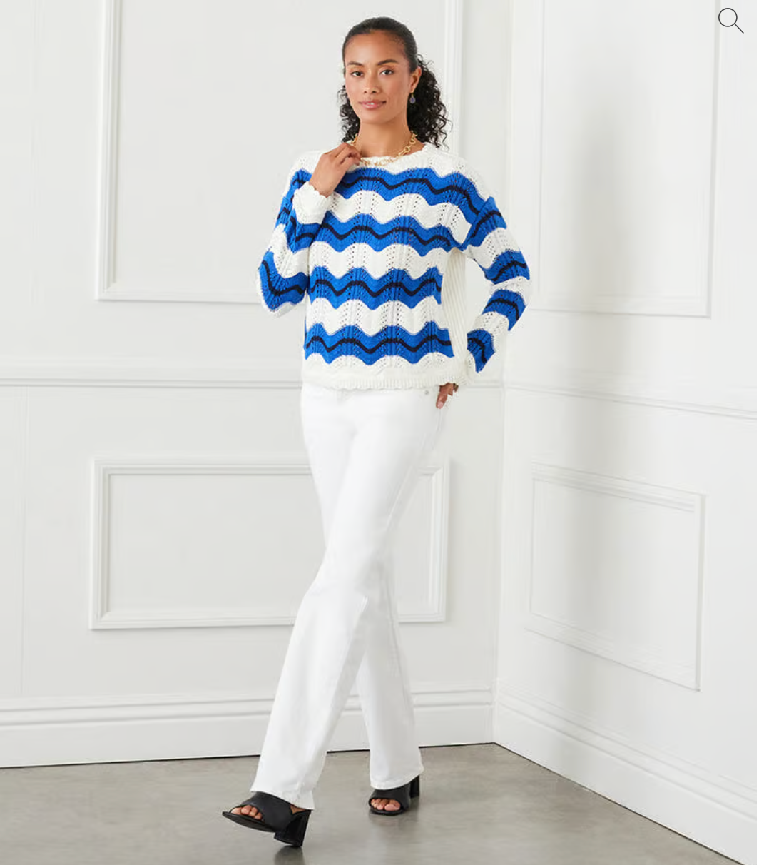 POINTELLE ZIGZAG SWEATER