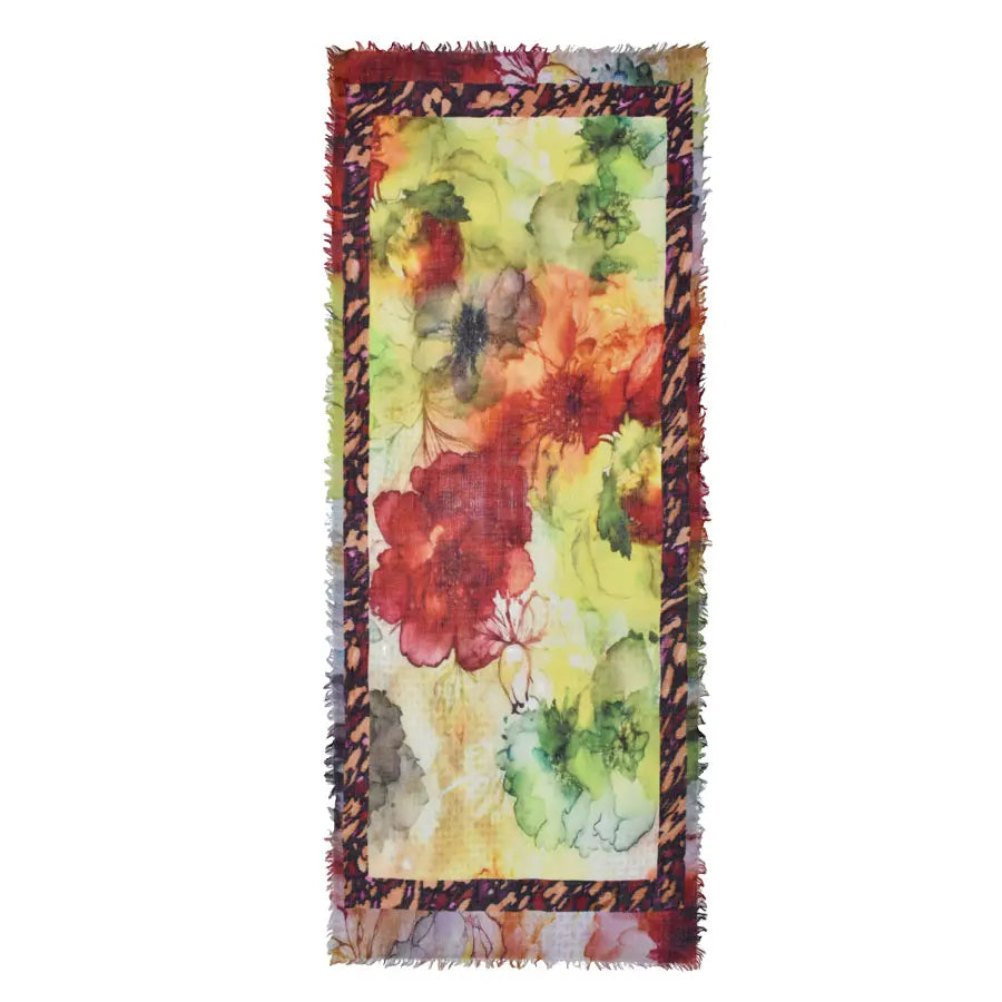 DUPATTA FRAYE WATERCOLOR FLORAL WOOL BLEND SCARF