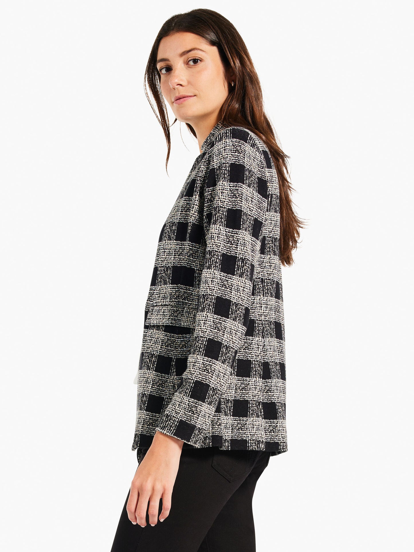 NIC+ZOE PERFECTLY PLAID KNIT BLAZER