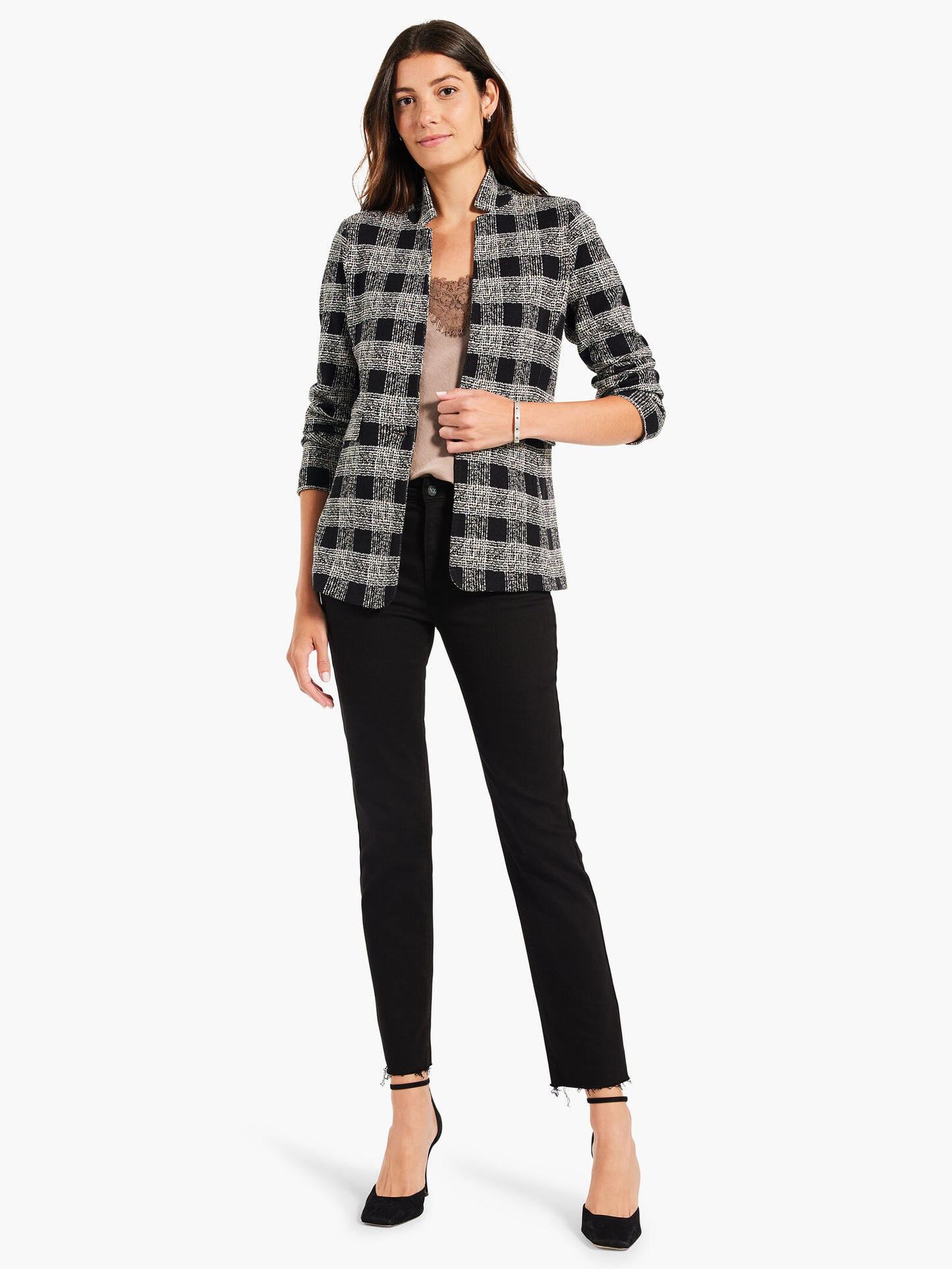 NIC+ZOE PERFECTLY PLAID KNIT BLAZER