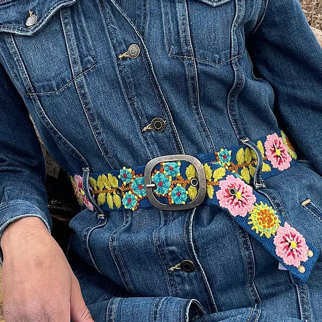 JENNY KRAUSS SUNSHINE DAYDREAM EMBROIDERED WOOL BELT