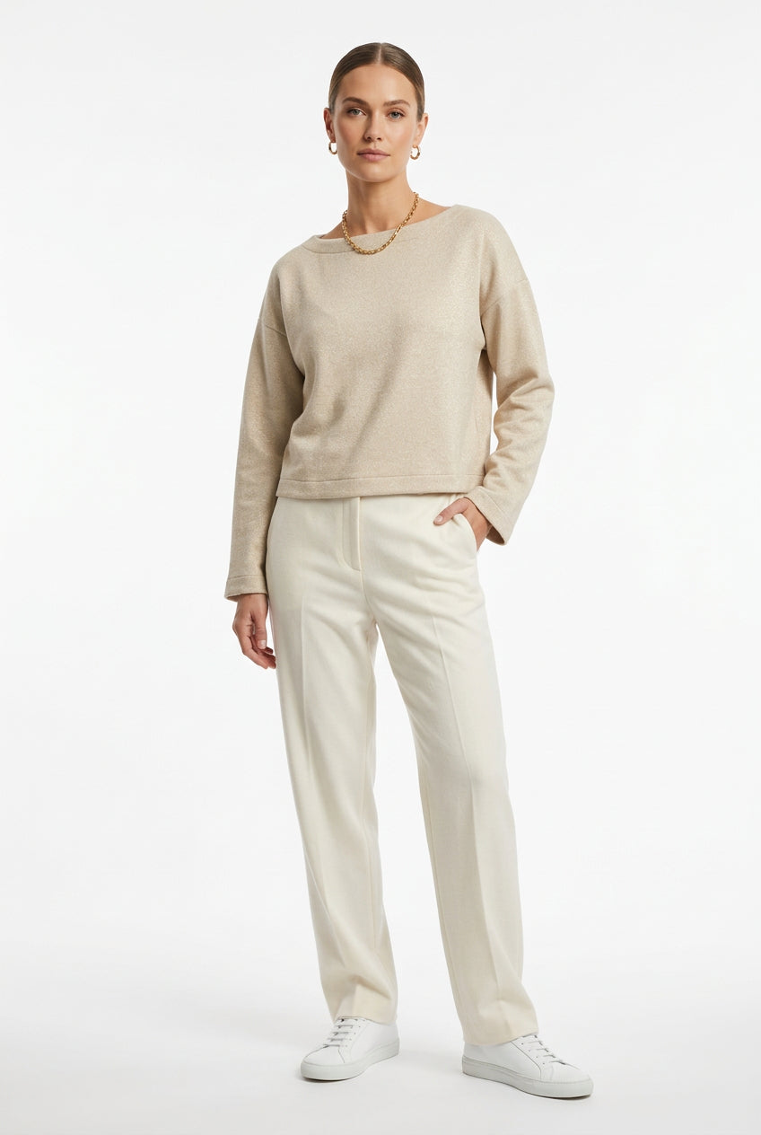 Mododoc Long Drop Shoulder Boatneck Top
