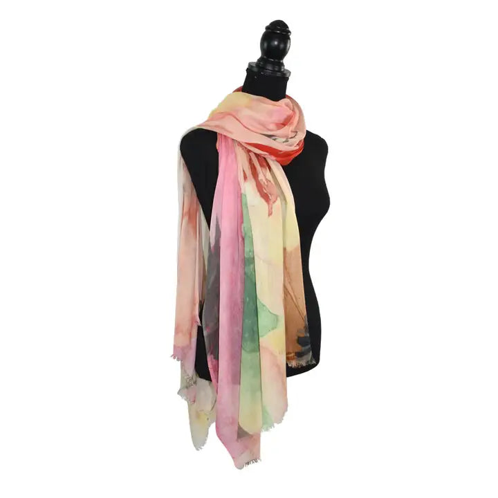 SHAWNIE LARGE WATERCOLOR FLORAL SCARF