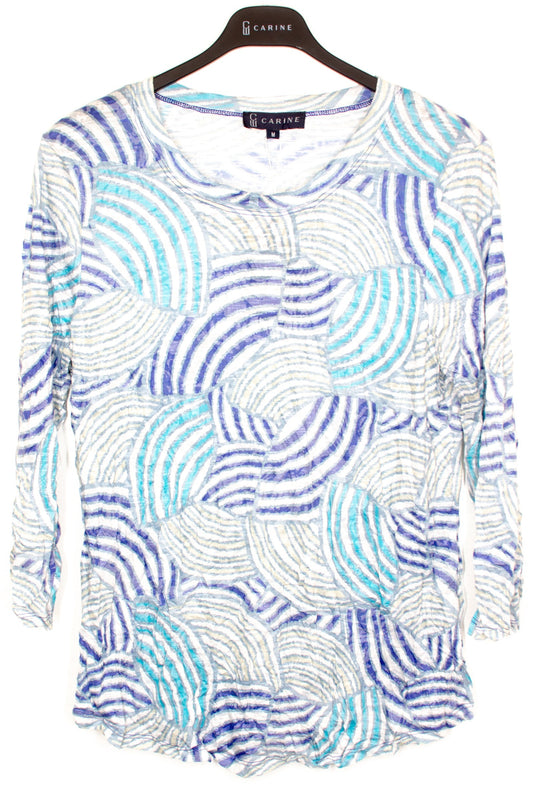 BLUE WHIRL ROUND NECK TOP