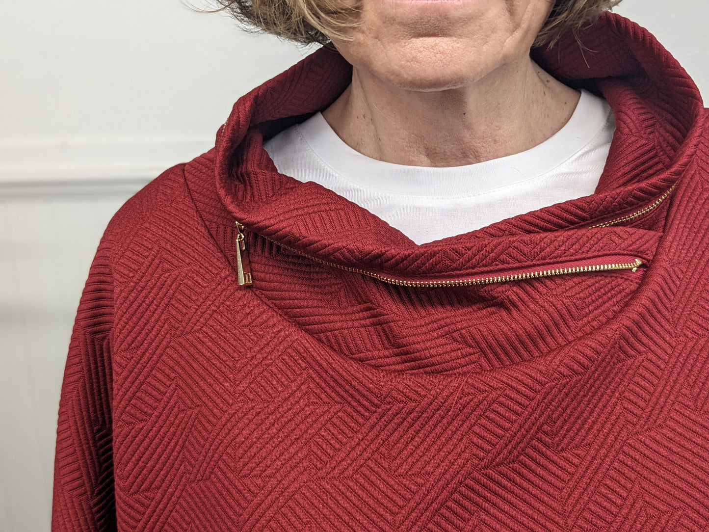 ZIIPPERED FUNNEL NECK SWEATER