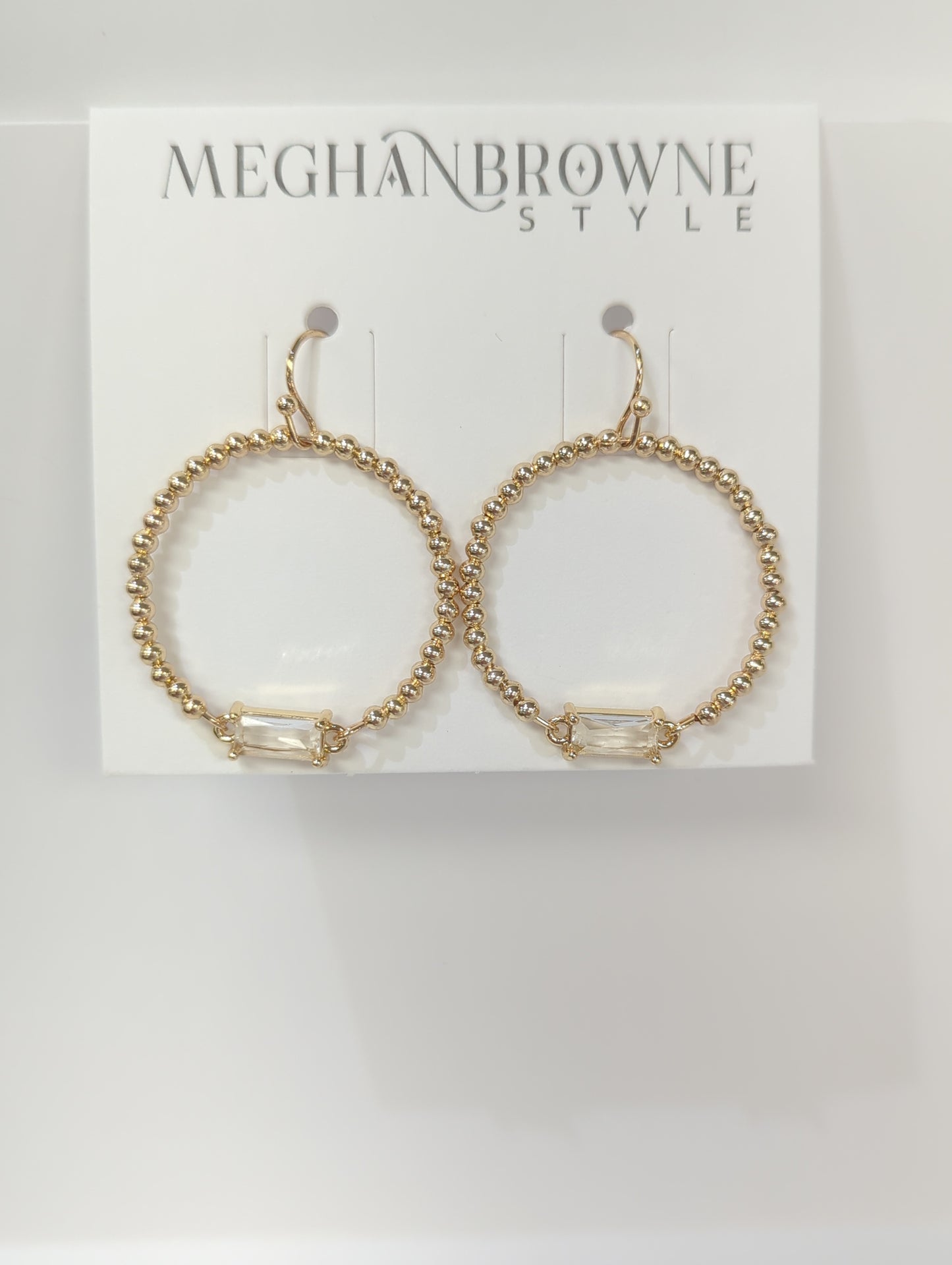 MEGHAN BROWNE SAWYER GOLD CLEAR EARRINGS