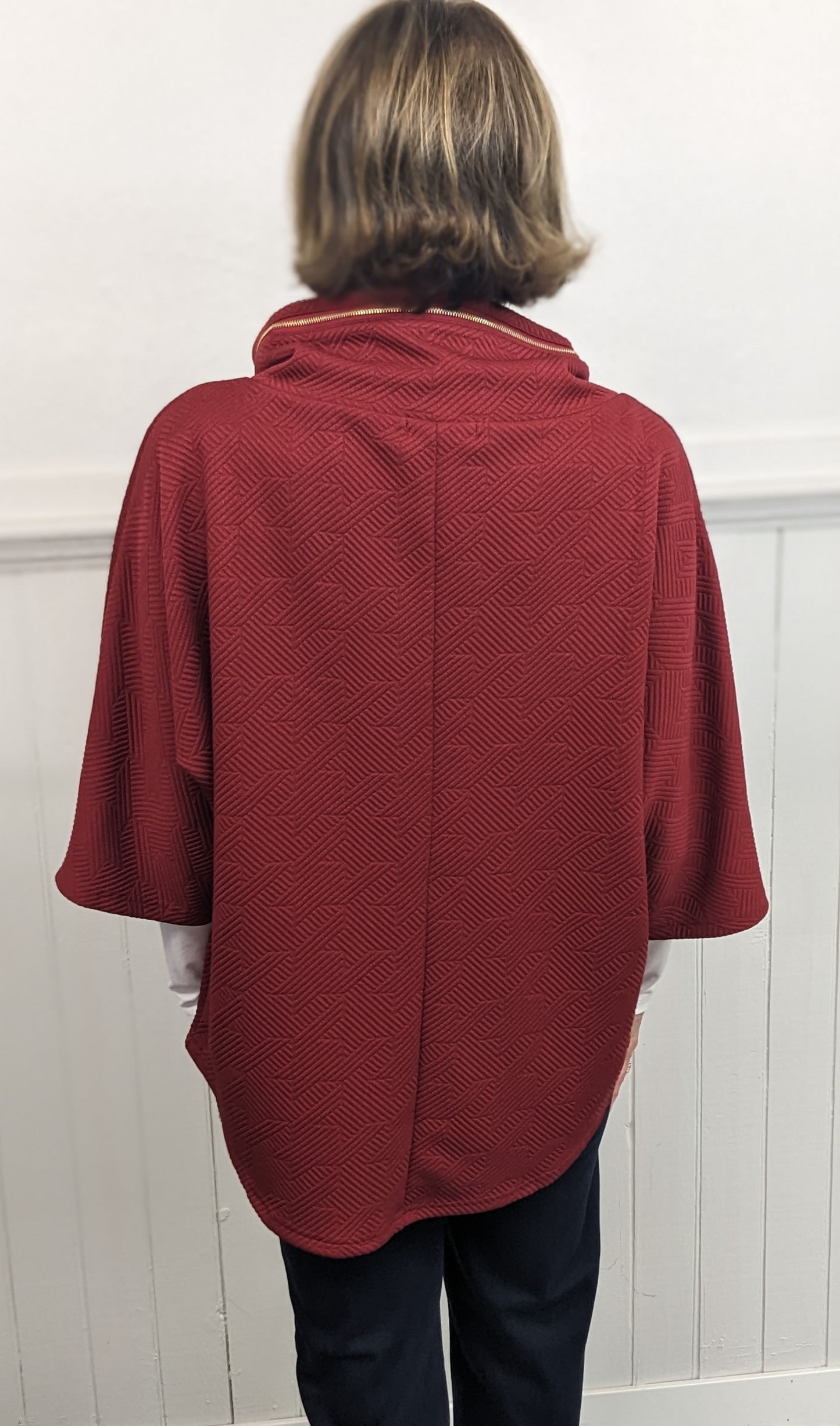 ZIIPPERED FUNNEL NECK SWEATER