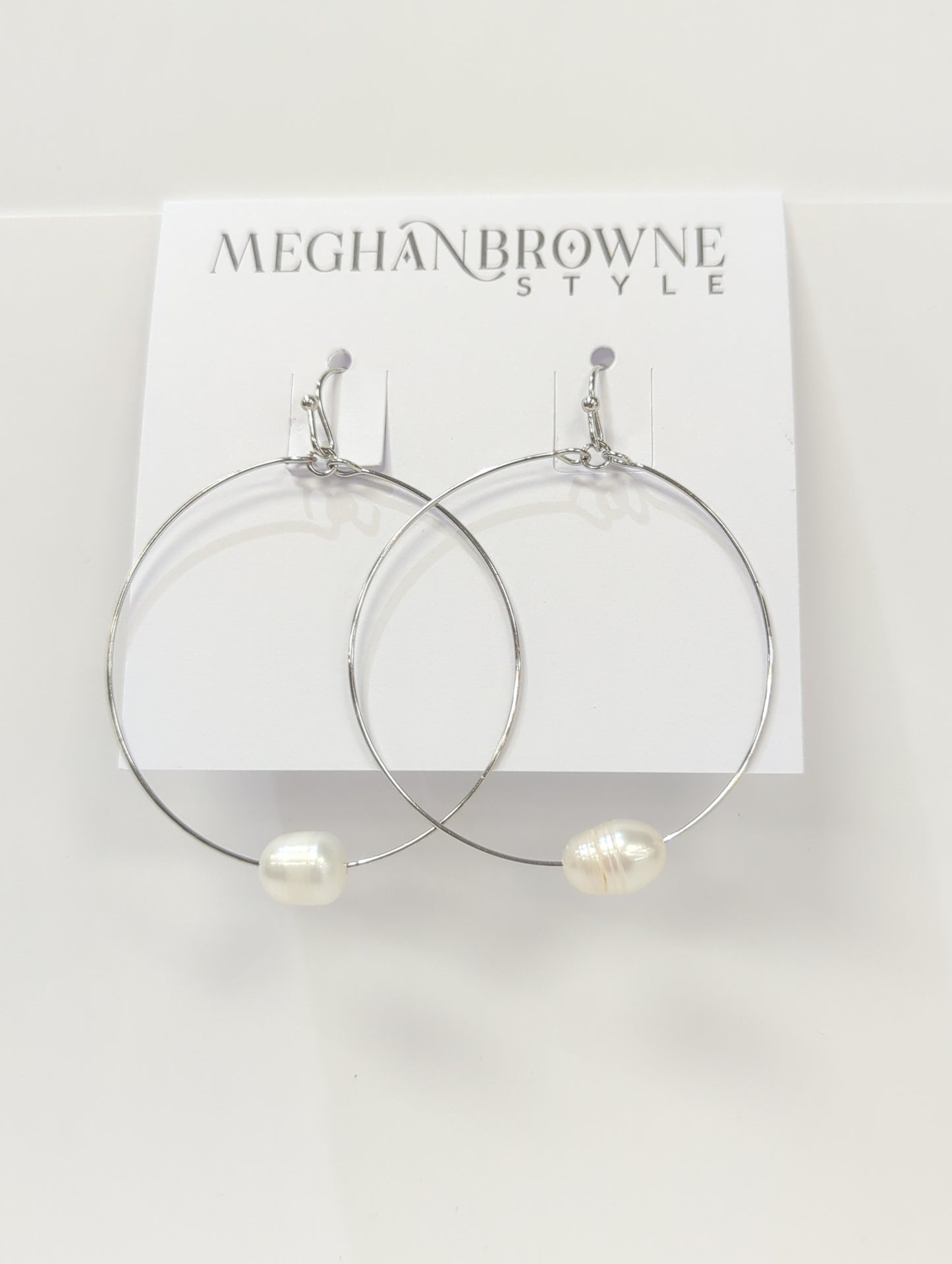 MEGHAN BROWNE WYATT SILVER PEARL EARRINGS
