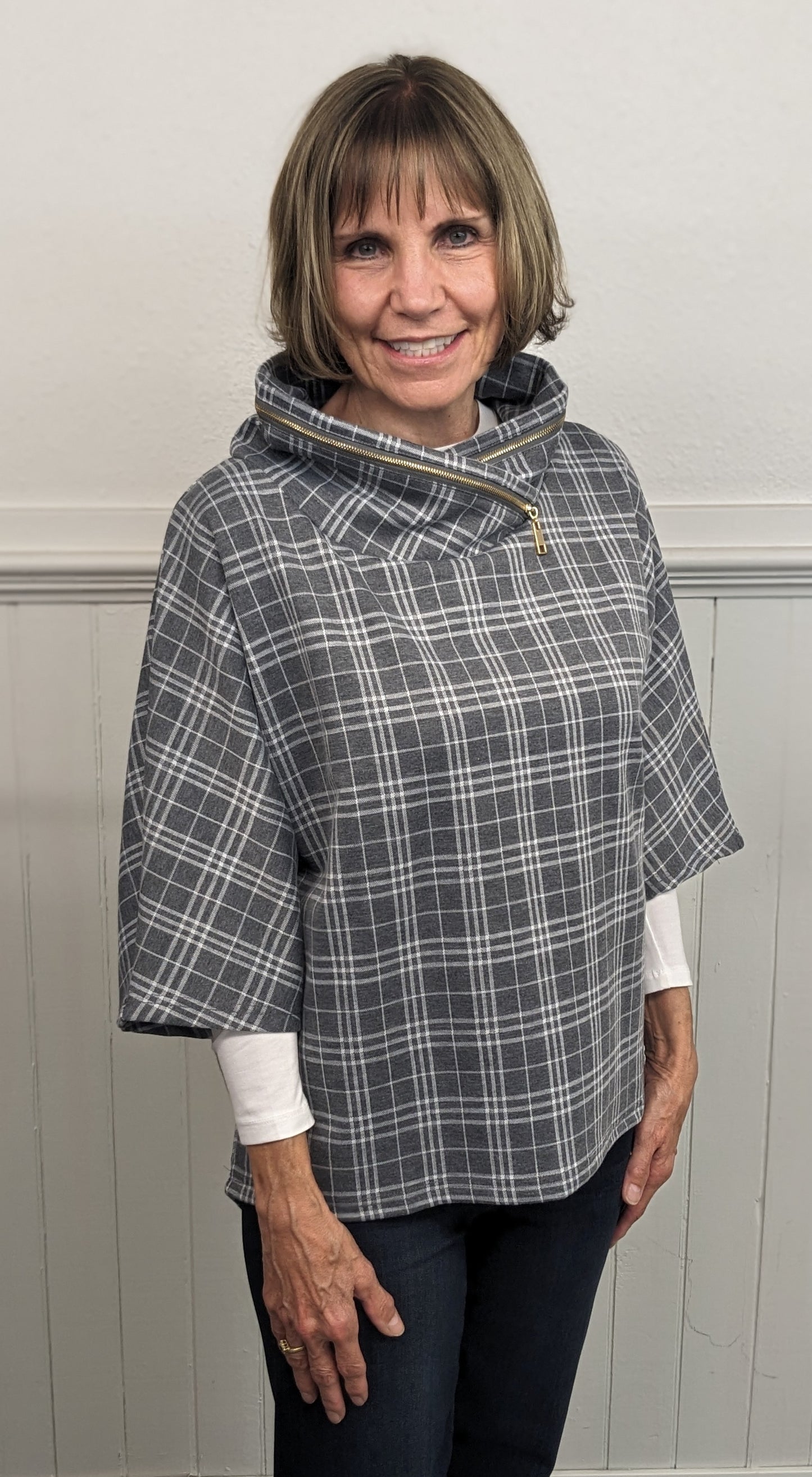 ZIPPERED FUNNEL NECK SWEATER