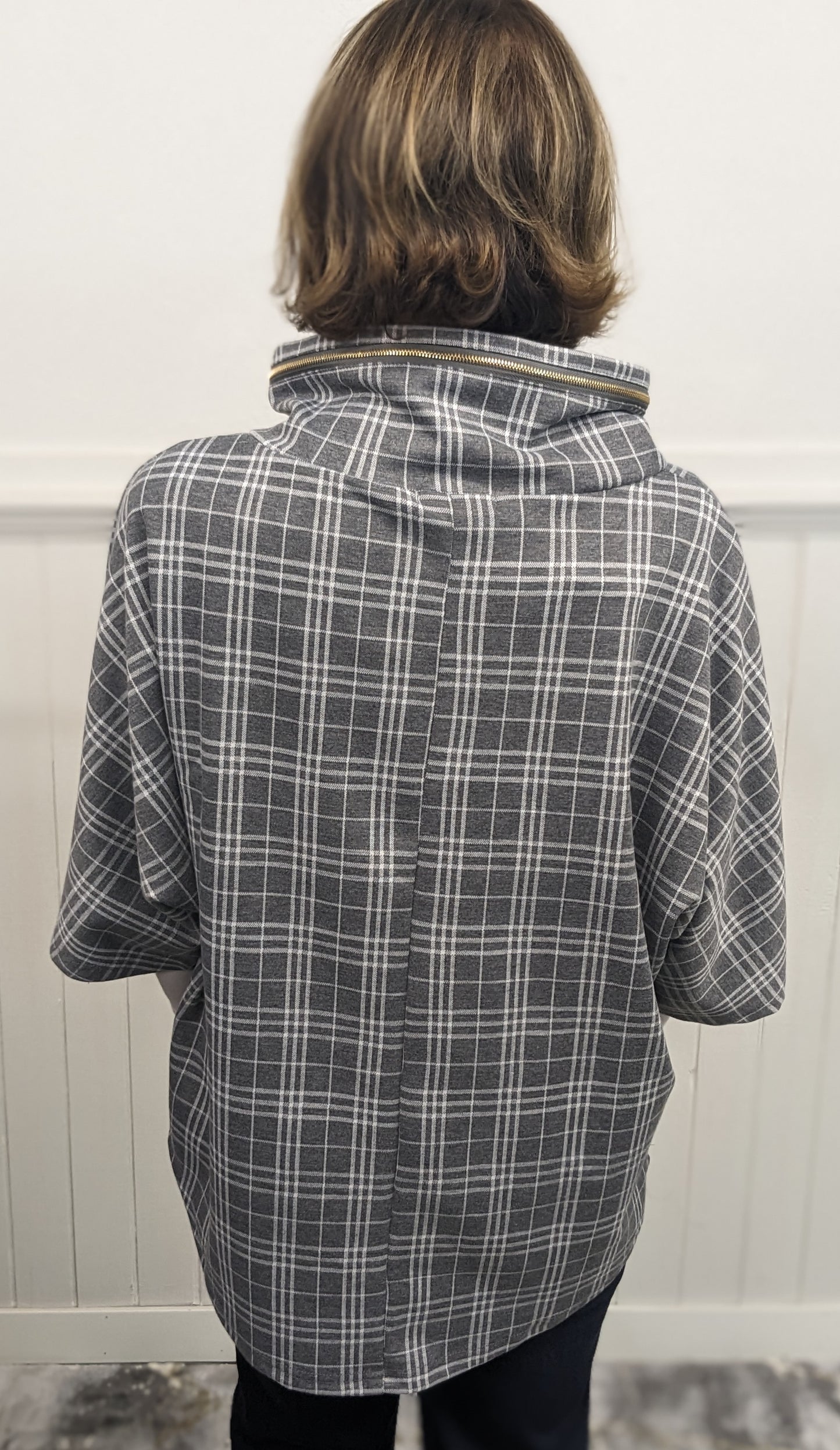 ZIPPERED FUNNEL NECK SWEATER