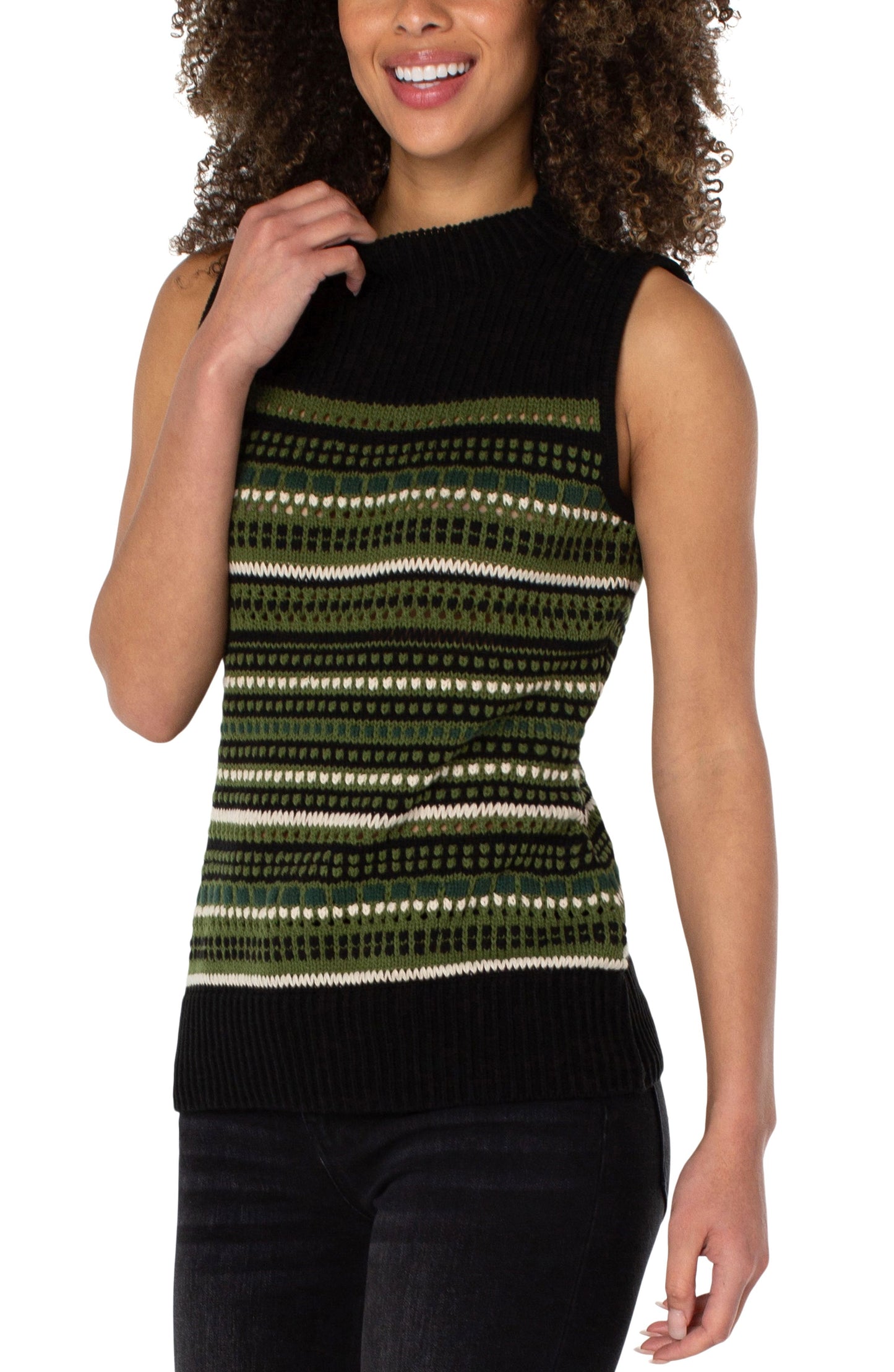 LIVERPOOL SLEEVELESS MOCK NECK SWEATER