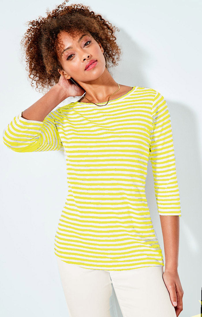 NZT 3/4 SLEEVE STRIPE BOAT TEE