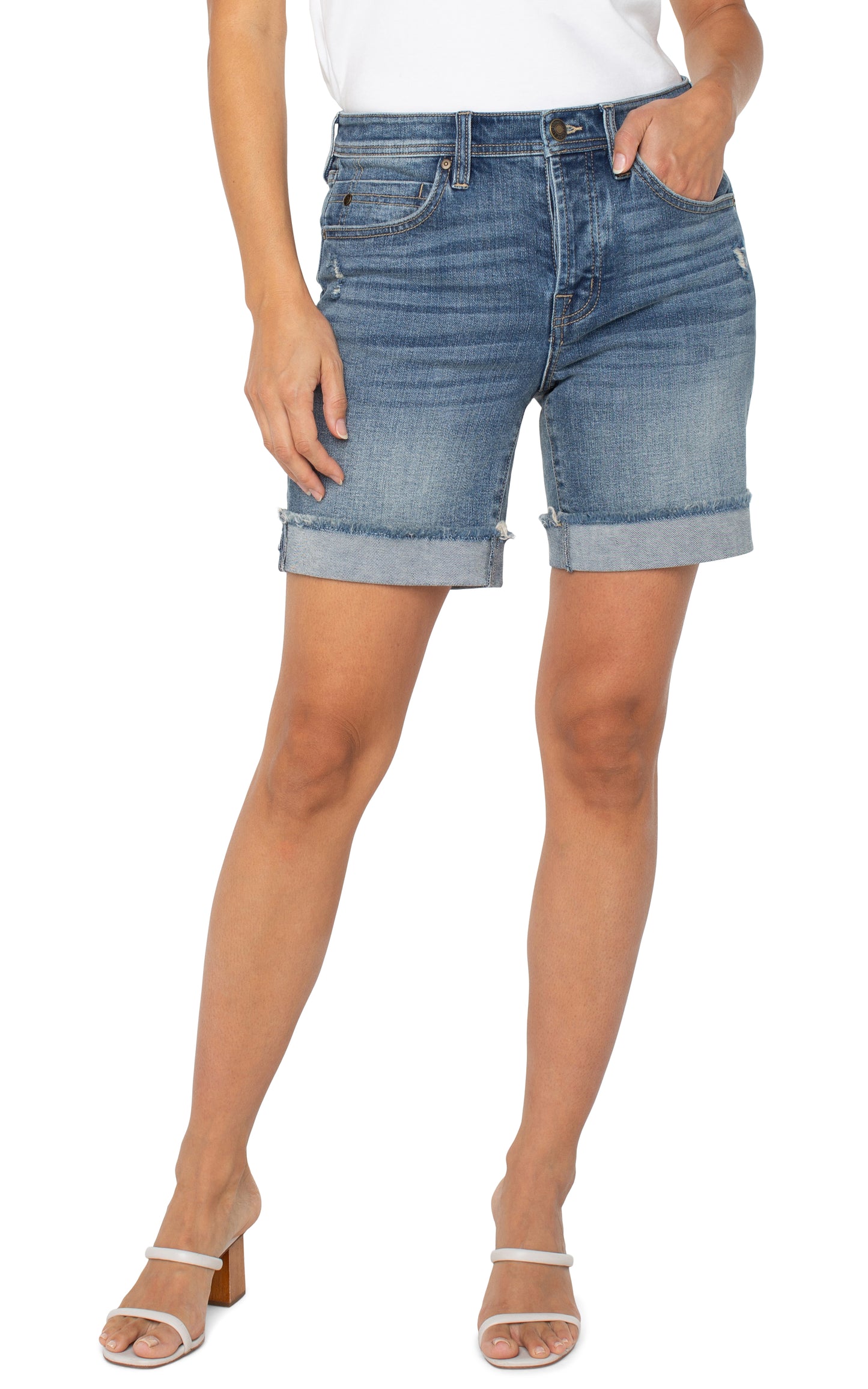 LIVERPOOL THE KEEPER FRAY CUFF SHORT 7"-9" INSEAM