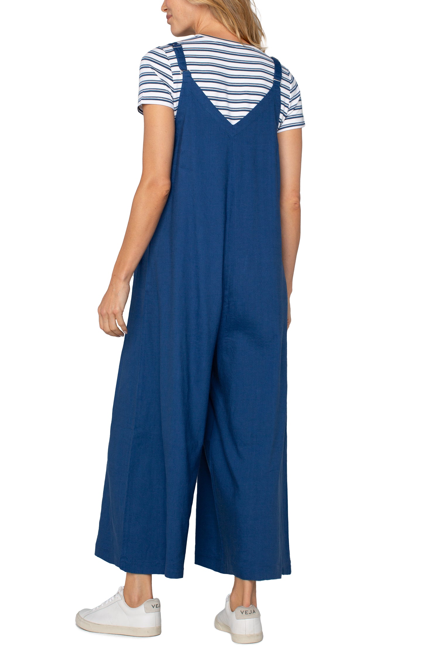 LIVERPOOL WIDE LEG CROP JUMPSUIT WITH ADJUSTABLE STRAPS
