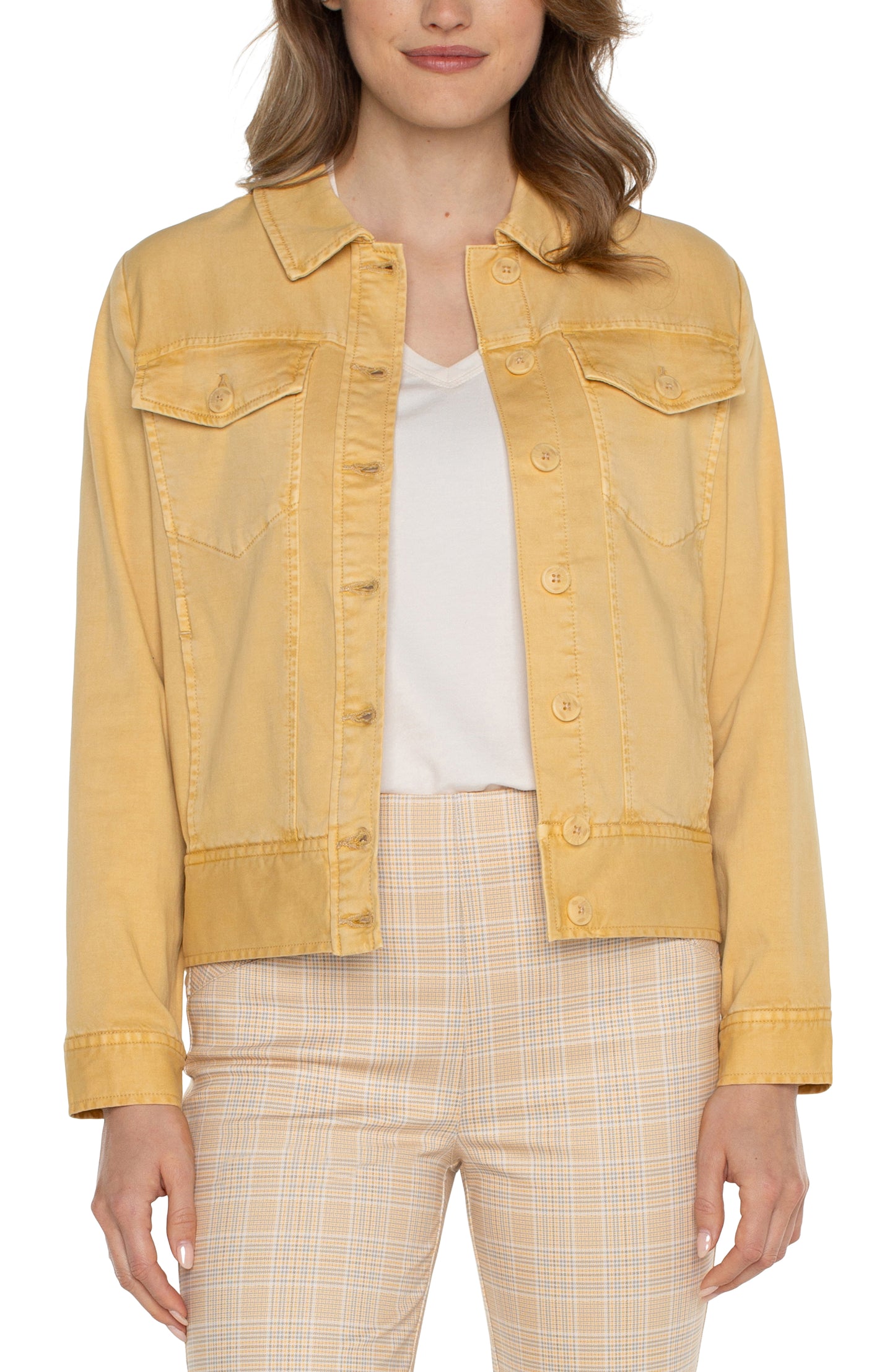 LIVERPOOL TRUCKER JACKET WITH ELASTIC BACK WAIST