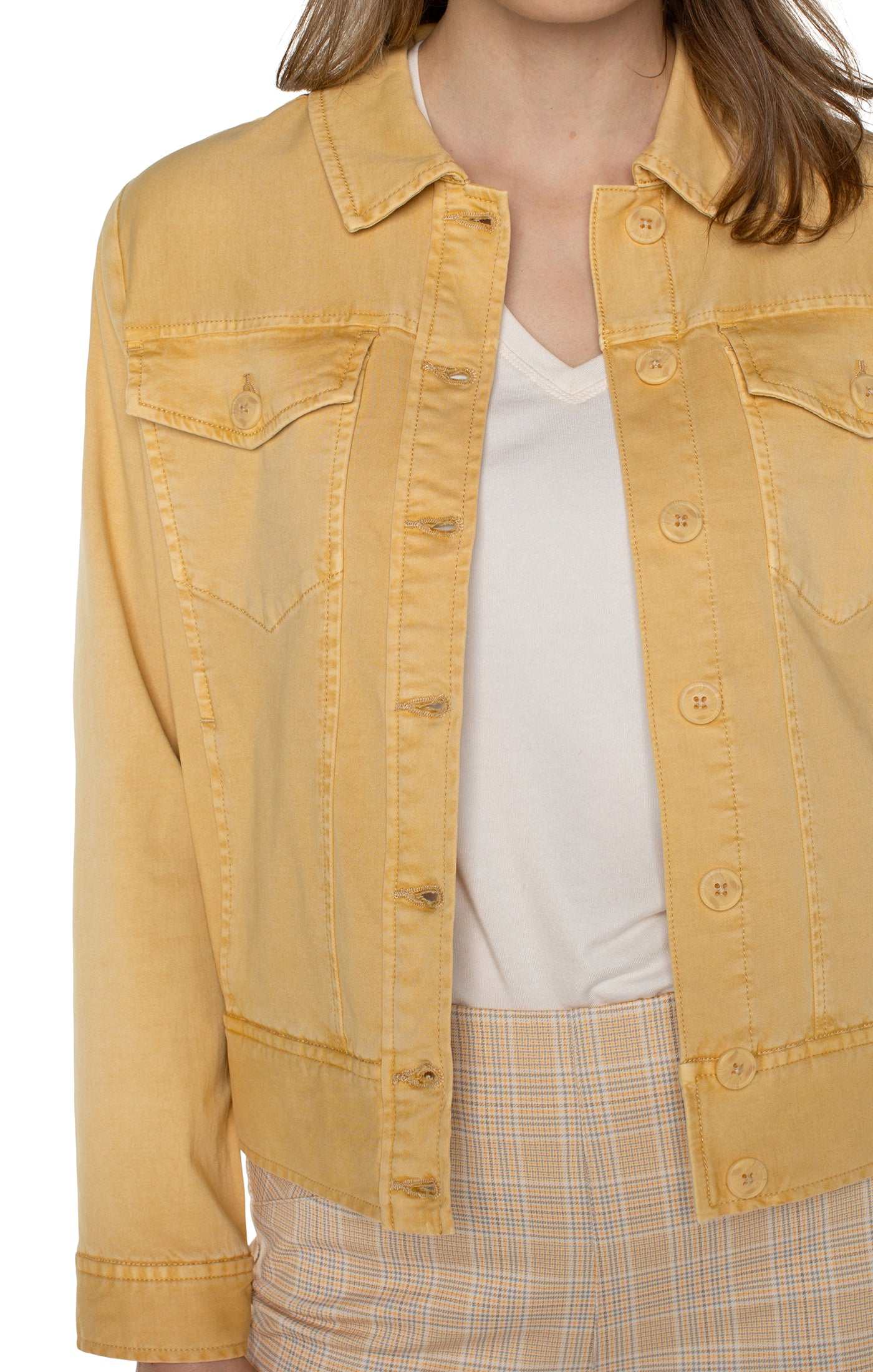 LIVERPOOL TRUCKER JACKET WITH ELASTIC BACK WAIST