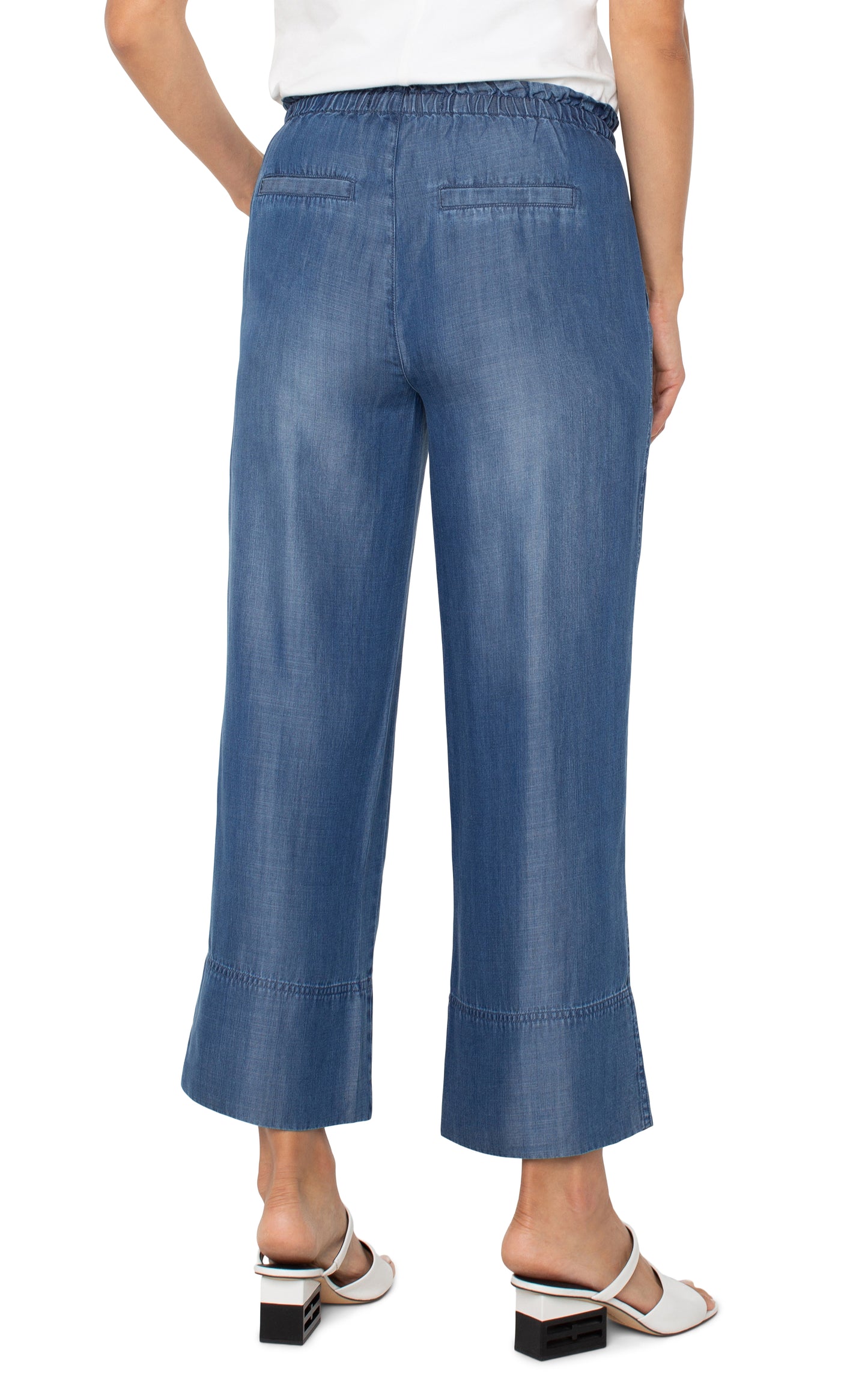 LIVERPOOL PULL ON TIE WAIST WIDE LEG ANKLE PANTS