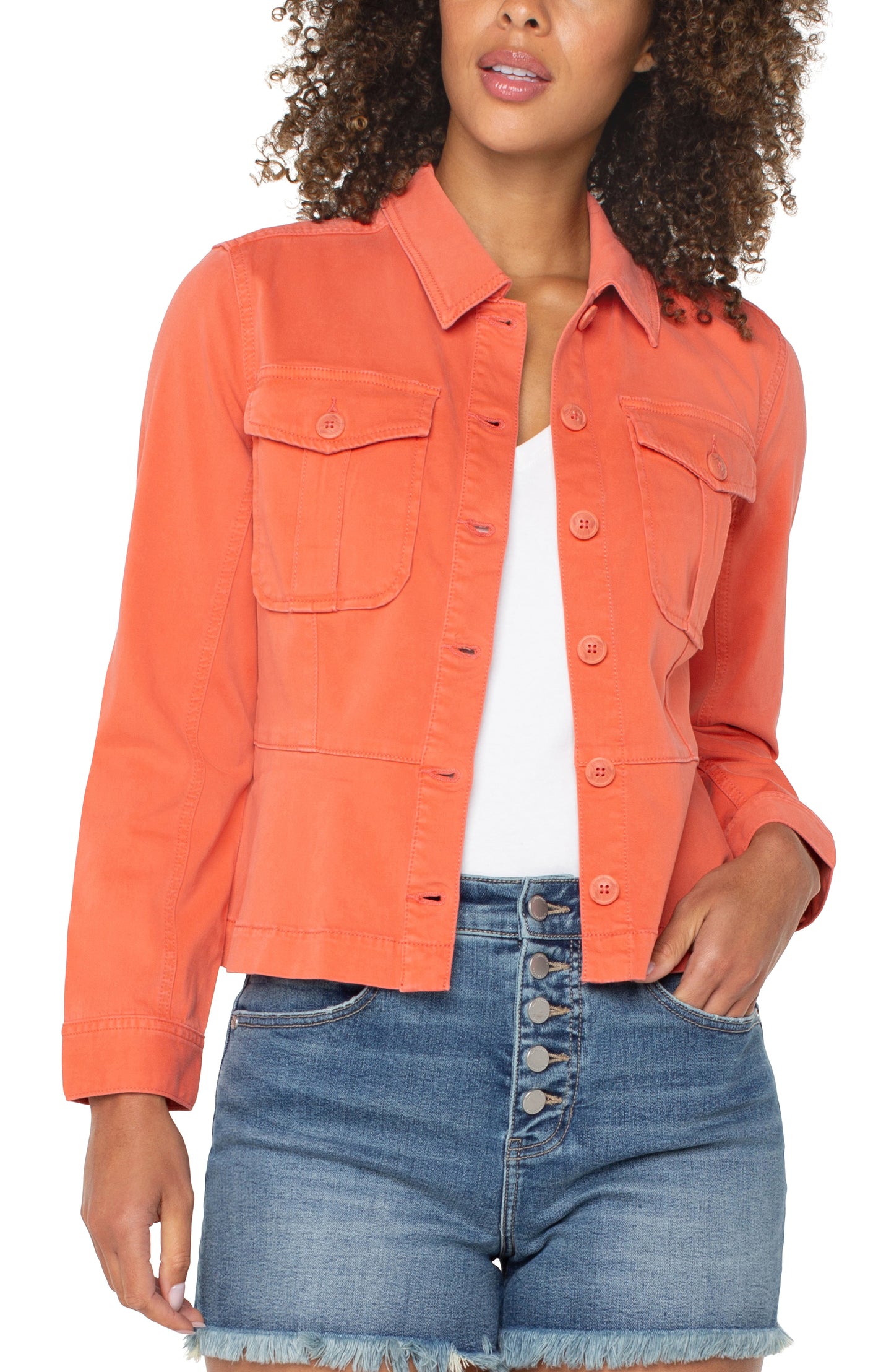 LIVERPOOL PEPLUM TRUCKER JACKET