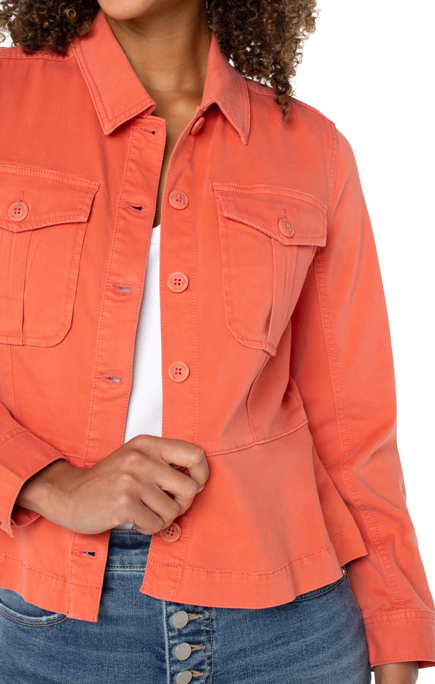 LIVERPOOL PEPLUM TRUCKER JACKET