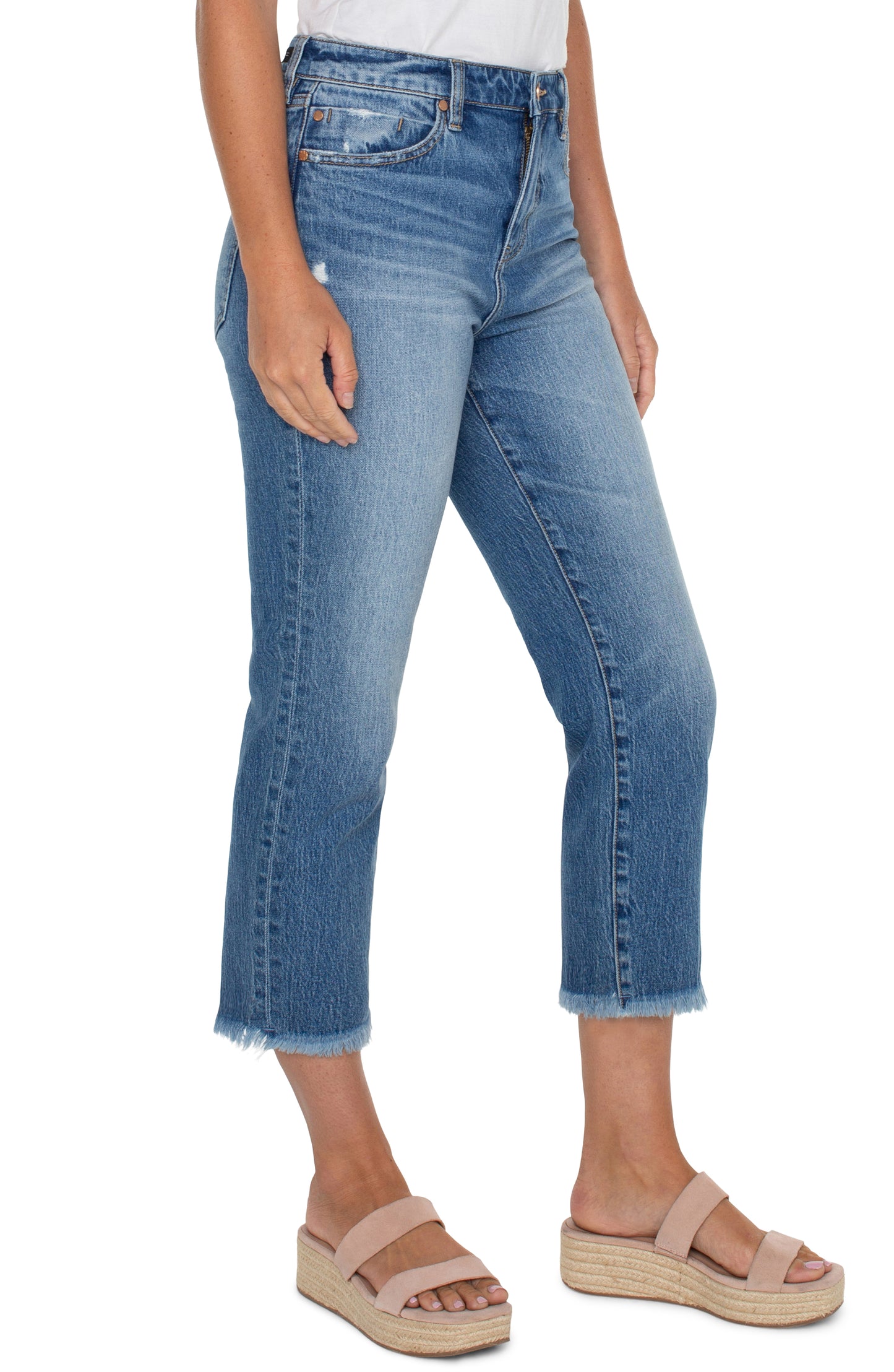 LIVERPOOL HI-RISE NON-SKINNY SKINNY WITH FRAY HEM