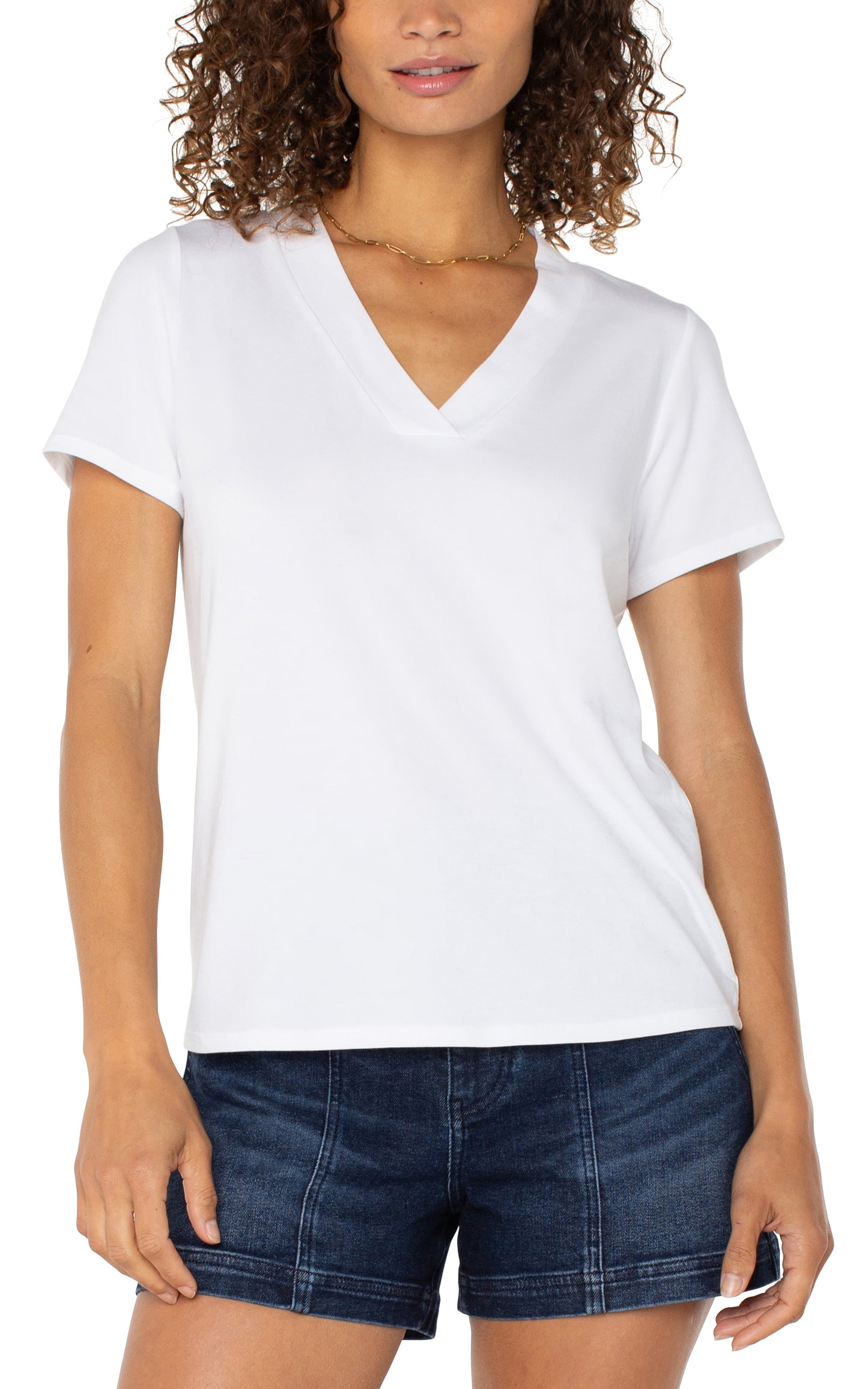LIVERPOOL SHORT SLEEVE KNIT TEE WITH PLACKET