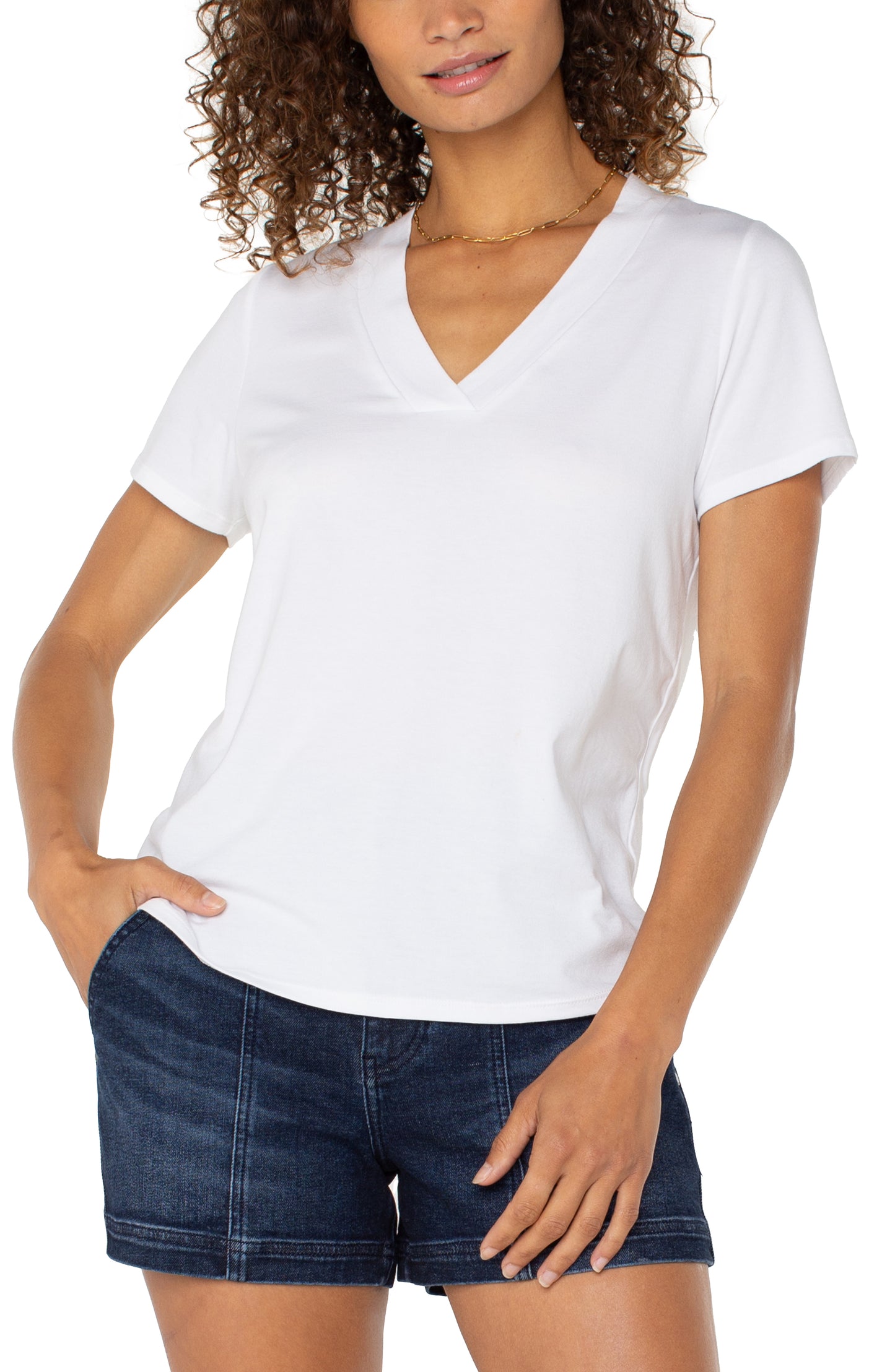 LIVERPOOL SHORT SLEEVE KNIT TEE WITH PLACKET
