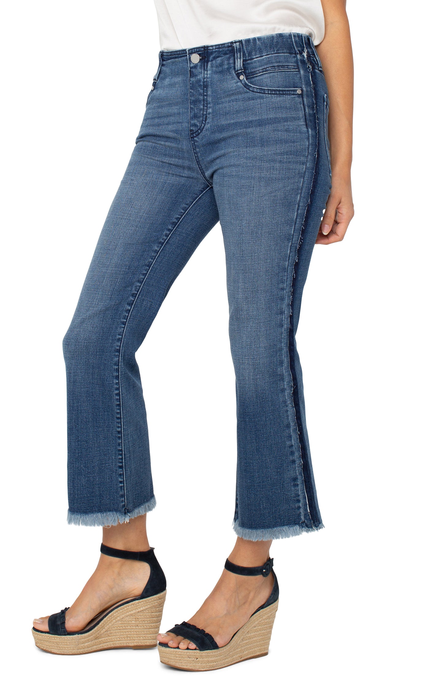 LIVERPOOL GIA GLIDER CROP FLARE WITH FRAY SHADOW