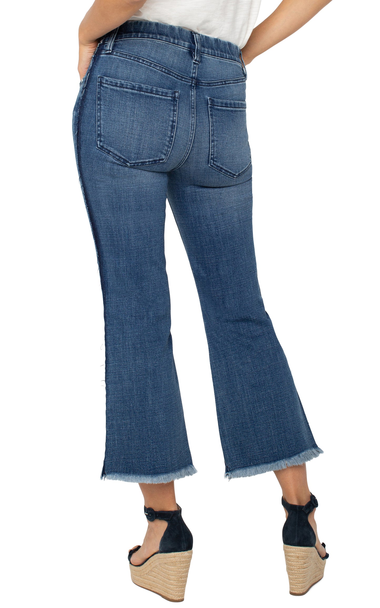 LIVERPOOL GIA GLIDER CROP FLARE WITH FRAY SHADOW