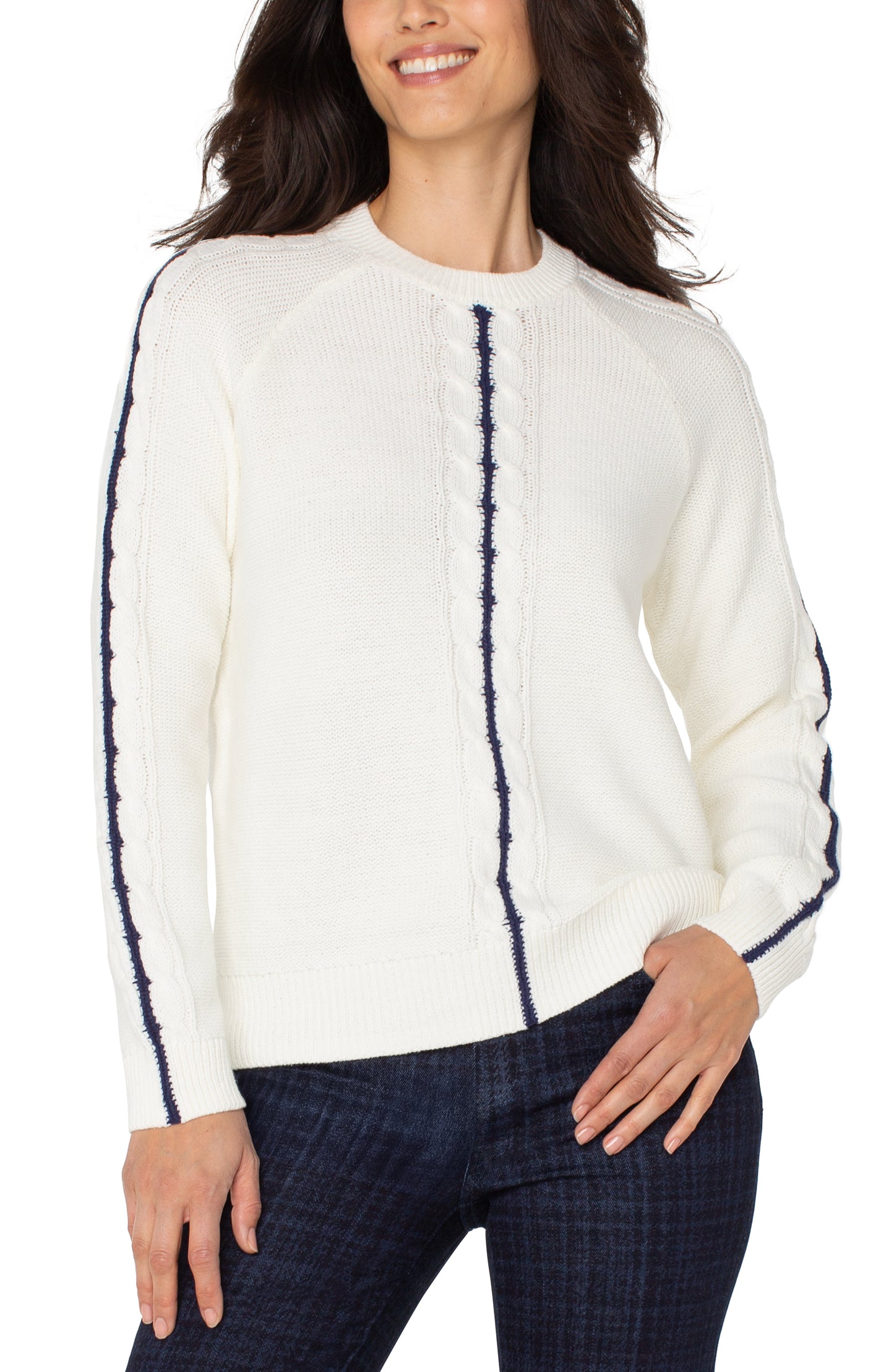 LIVERPOOL LONG SLEEVE CREW NECK RAGLAN SWEATER
