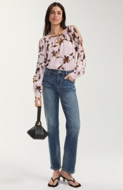 Liverpool Long Sleeve Woven Blouse with Button Detail