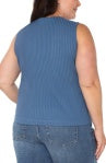 LIVERPOOL SLEEVELESS BOAT NECK RIB KNIT TOP - PLUS