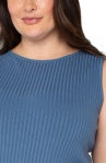 LIVERPOOL SLEEVELESS BOAT NECK RIB KNIT TOP - PLUS