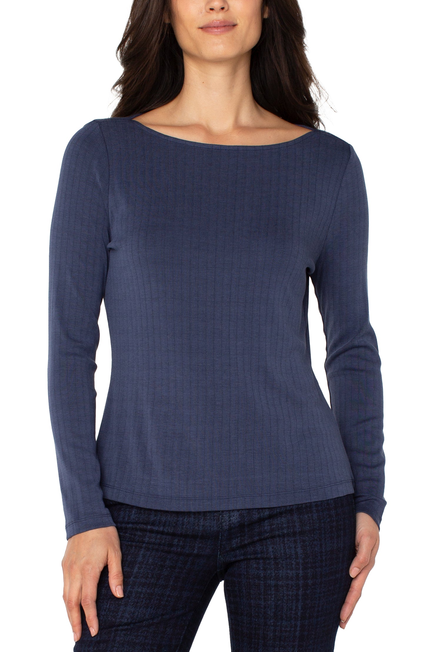 LIVERPOOL LONG SLEEVE BOAT NECK KNIT TOP