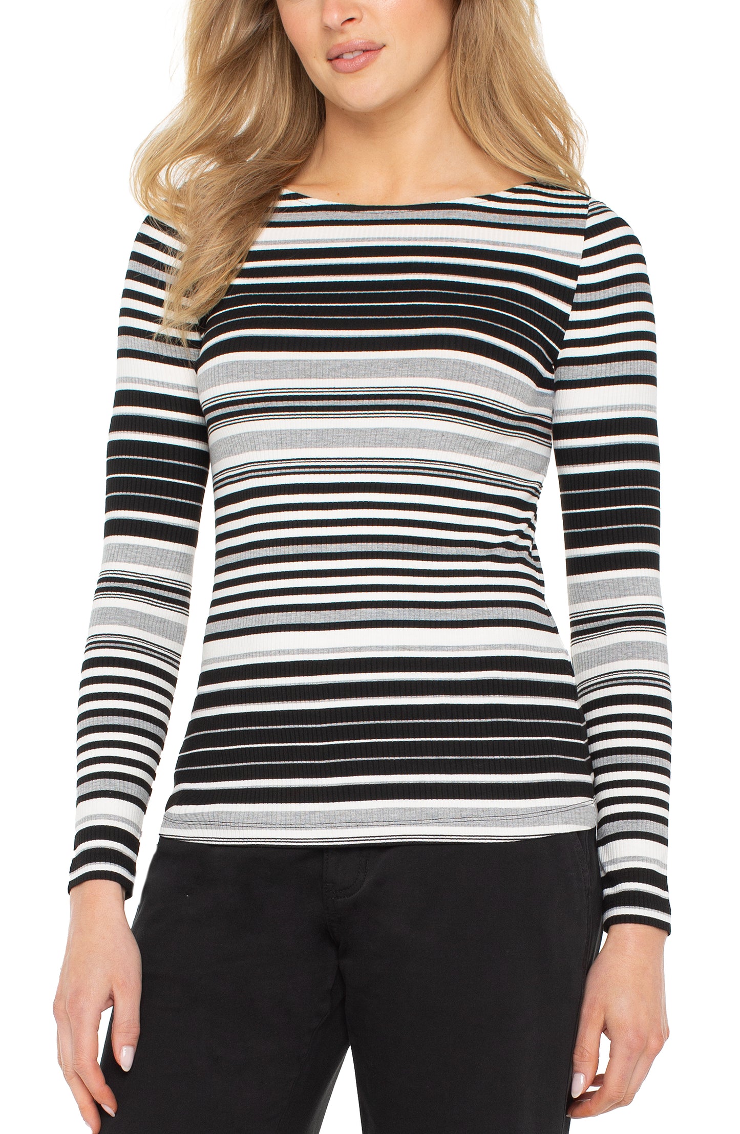LIVERPOOL LONG SLEEVE BOAT NECK KNIT TOP