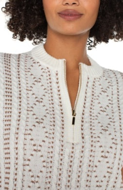 LIVERPOOL CAP SLEEVE DOLMAN 1/2 ZIP SWEATER