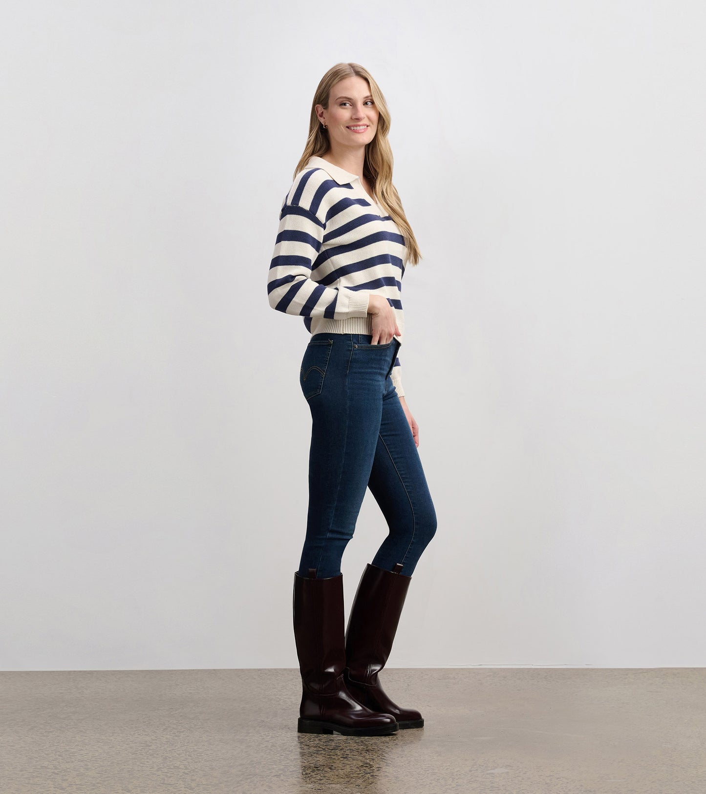 HATLEY JOHNNY COLLAR SWEATER - NAUTICAL STRIPES
