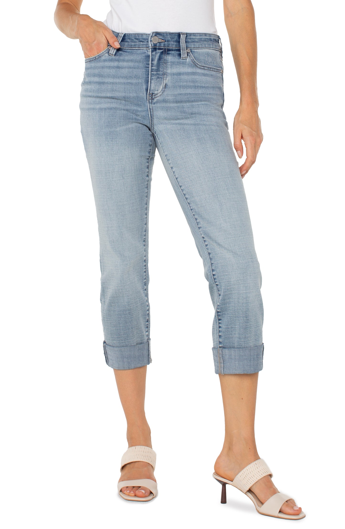 LIVERPOOL CHARLIE CROP WIDE ROLLED CUFF 24" INSEAM