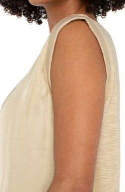 LIVERPOOL SLEEVELESS WOVEN KNIT TOP