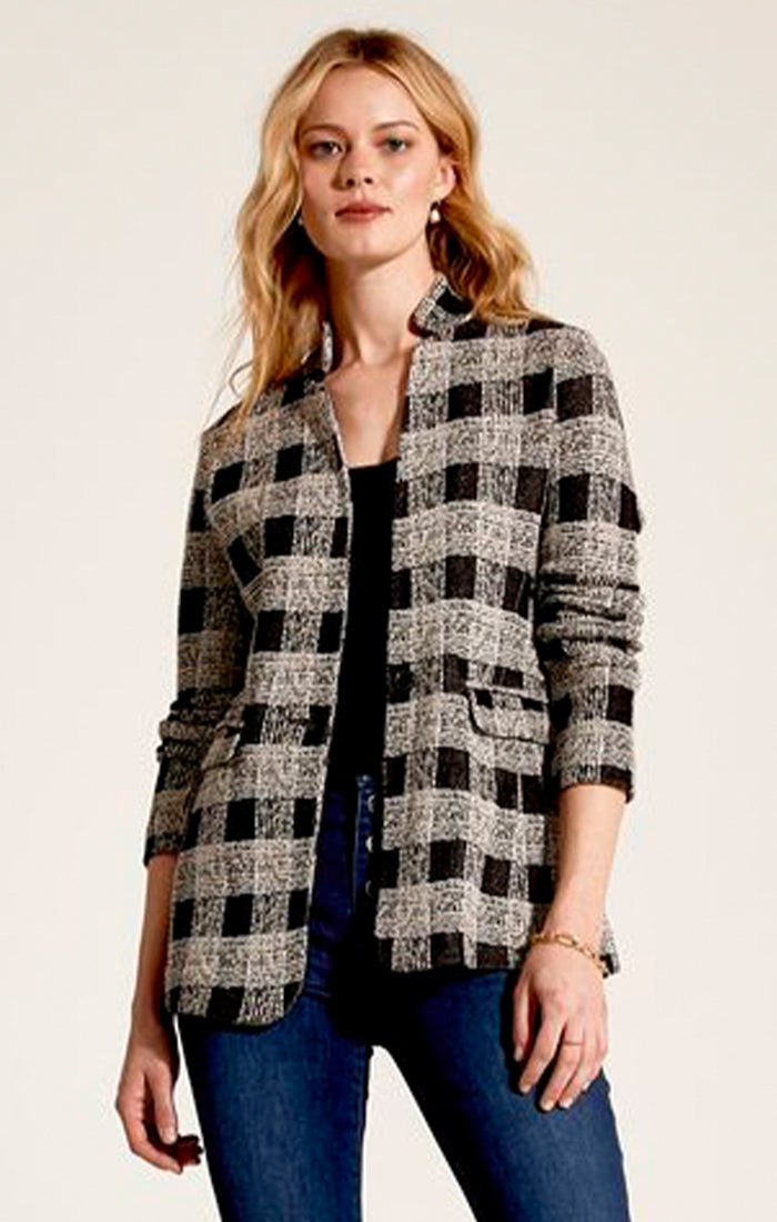 NIC ZOE PERFECTLY PLAID KNIT BLAZER 6th Broadway Clothing and