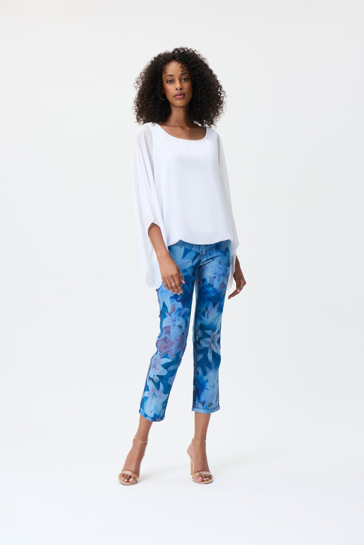 JOSEPH RIBKOFF DRAPE SLEEVE TOP