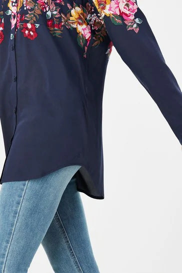 ELVINA BUTTON UP BLOUSE WITH PATCH POCKETS