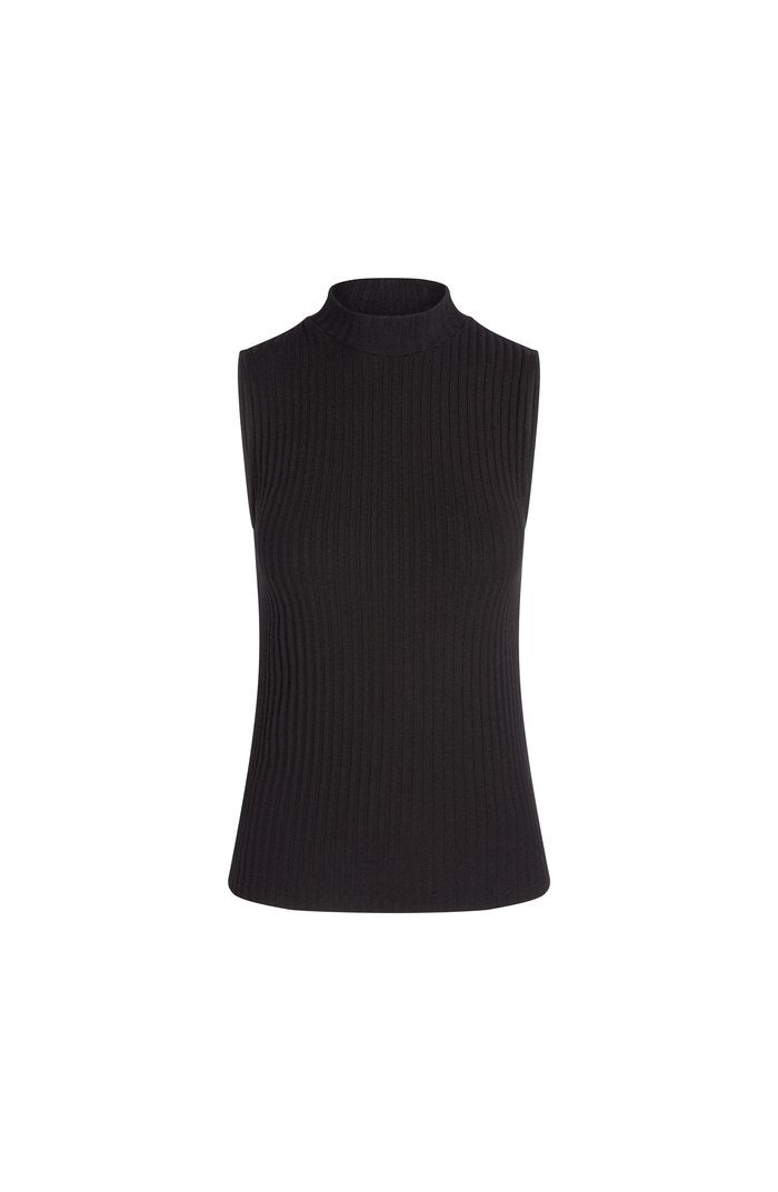 LIVERPOOL MOCK NECK SLEEVELESS RIB-KNIT TOP