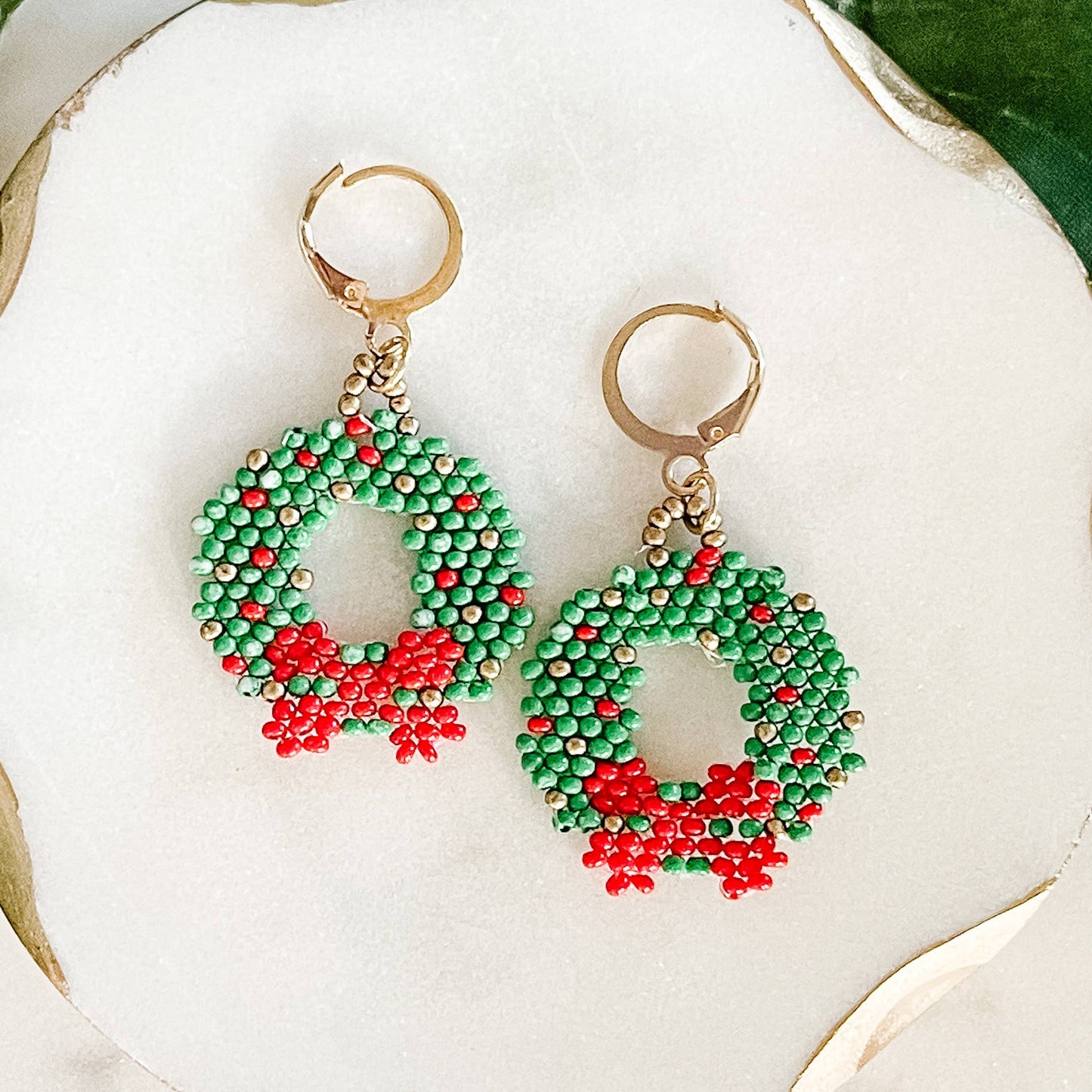 BEADED WREATH EARRINGS