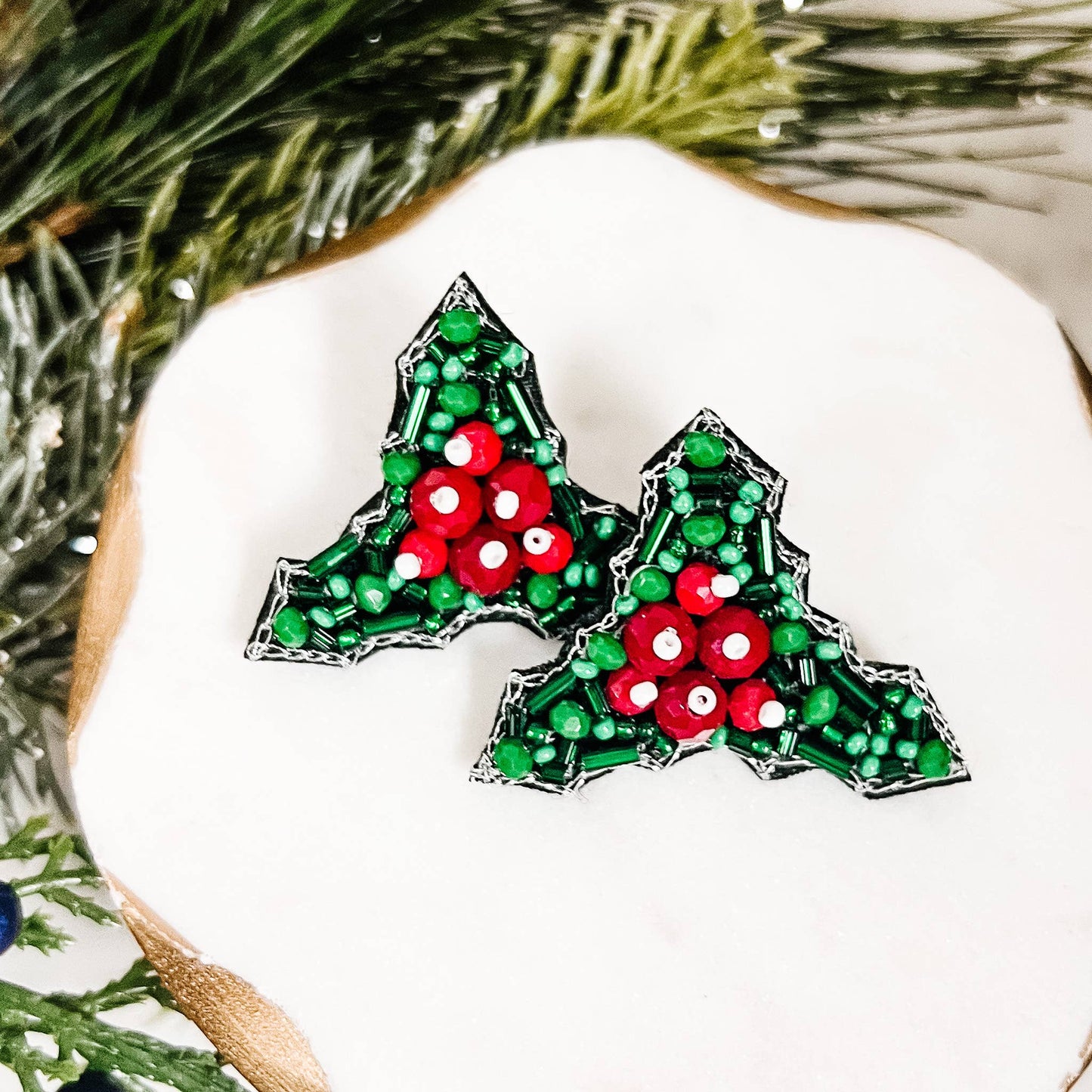 BEADED HOLLY POST EARRINGS